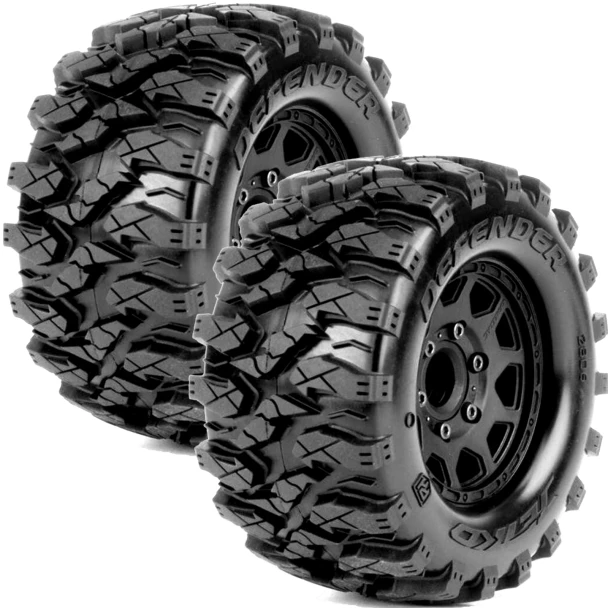 PHB2806CBMSGB POWER HOBBY 1/10 2.8" MT Defender Belted Mounted Tires w/Removable Hex Wheels (2)