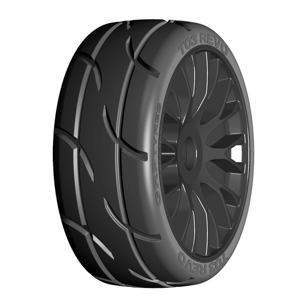 GTX03-XM5 GRP TYRES 1:8 GT - T03 REVO - XM5 Medium - Mounted on New 20 Spoke FLEX Black Rim - 1 Pair