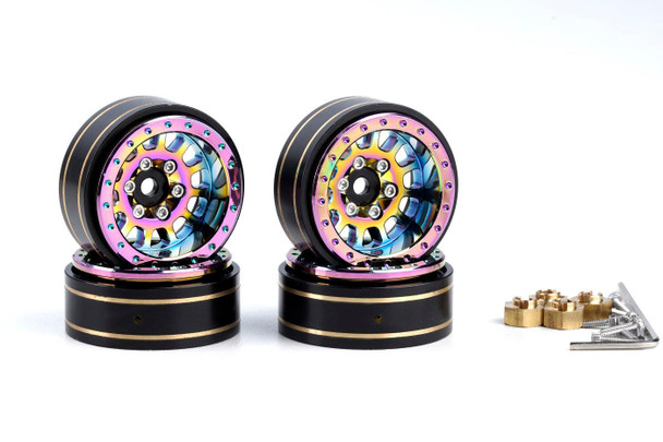 PHB6282 POWER HOBBY Axial SCX24 1.0" Titanium Brass Beadlock Crawler Wheels 1/24