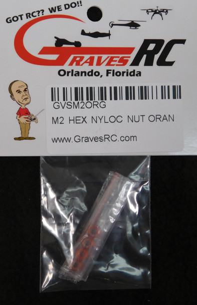 GVSM2ORG GRAVES RC HOBBIES M2 Hex Nylon Locknut - Orange