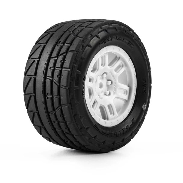 PRO1034513 PRO-LINE Racing 1/16 Menace Front/Rear Street Tires Mounted 12mm White Split Six (2): Arrma Mini Kraton