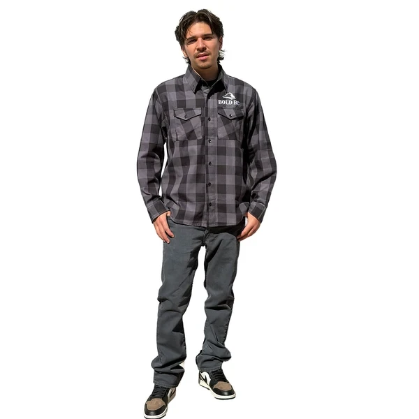BOLSTGBKL BOLD RC Grey/Black Flannel Shirt - Large