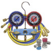 UNIWELD 91653 2-V ALUMINUM R134a/R12 AUTO MANIFOLD, 3 1/8" NPF  GAUGES, 72 IN. HOSES & MANUAL COUPLE