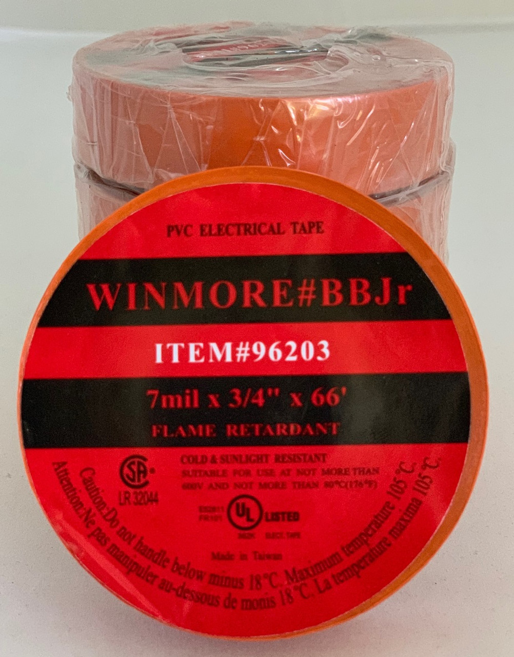 FRANK WINNE 96203 Tape Electrical Orange Premium All Weather 3/4 inch x 66 fee 100/Case  NEW
