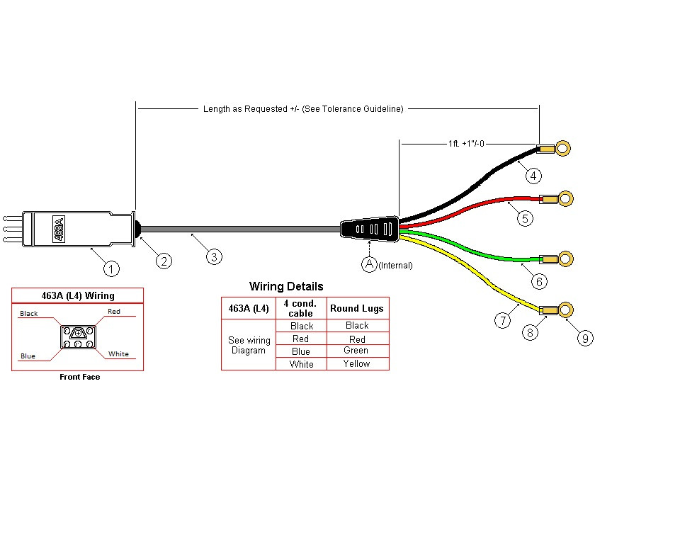 WESTEK TC-5P700/3 463A/L4 TO (4) ROUND LUGS 3FT- ACCESS FRAME NEW
