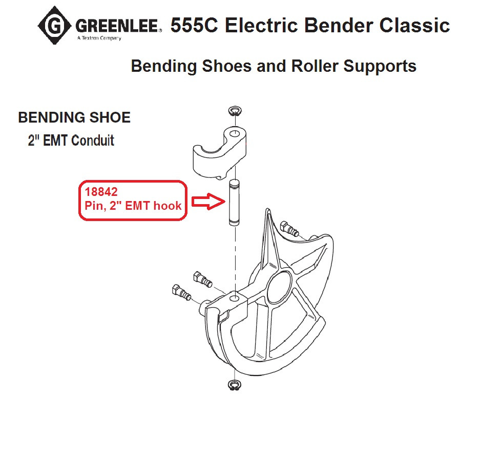 GREENLEE 18842 PIN-.873X4.75 2 INCH EMT HOOK (1818) 50188429/783310188421 NEW