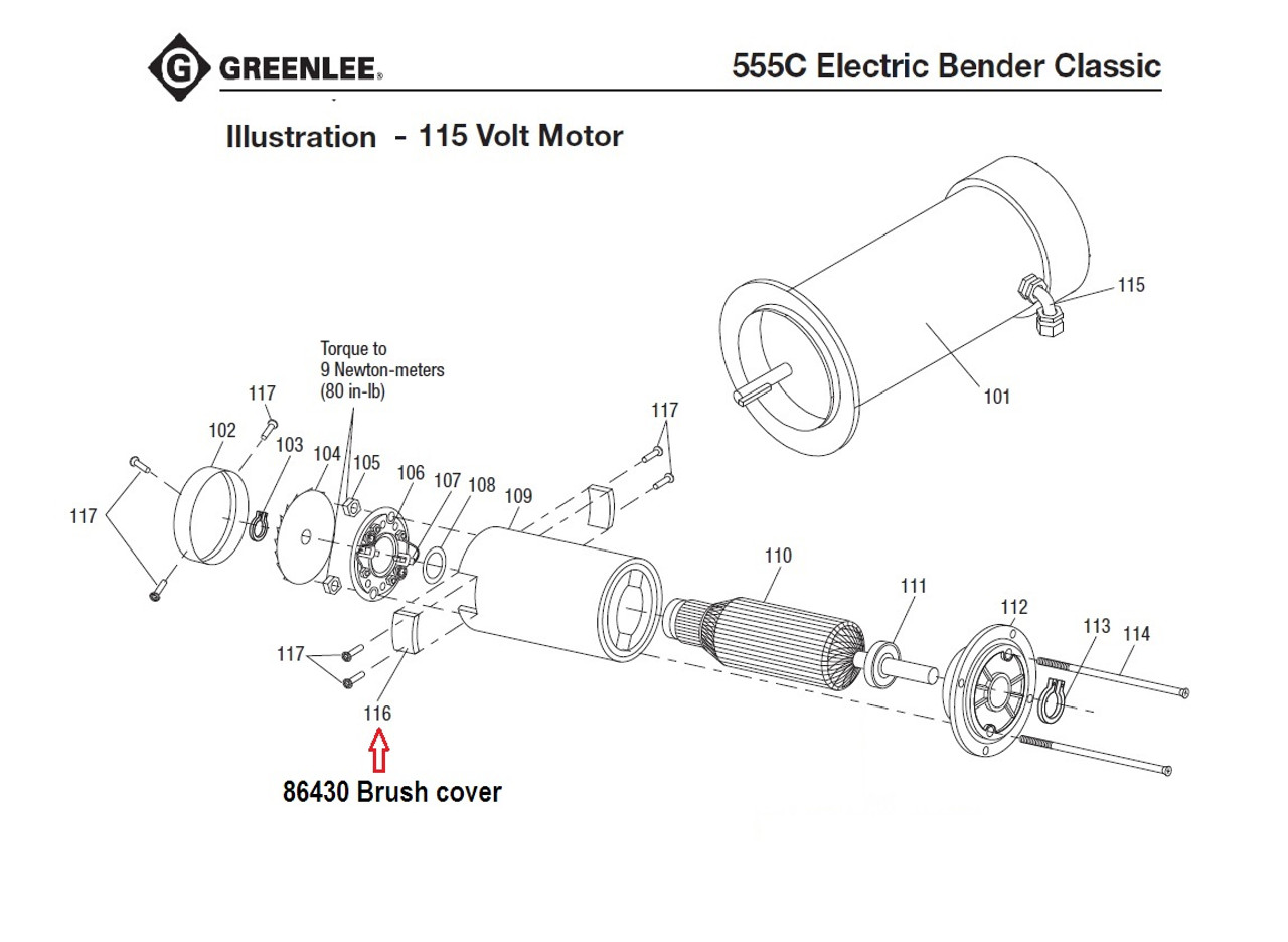 GREENLEE 86430 COVER BRUSH (555-MOTOR) 91864305/783310864301 NEW