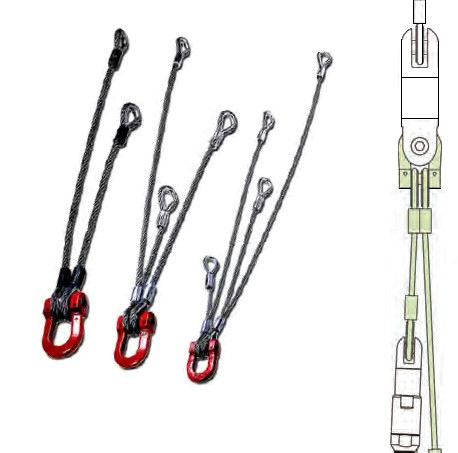 DCD 23250-020 Wire Rope Bridle Sling 1/4" 2 Way Staggered Swl 4,600 Lb NEW