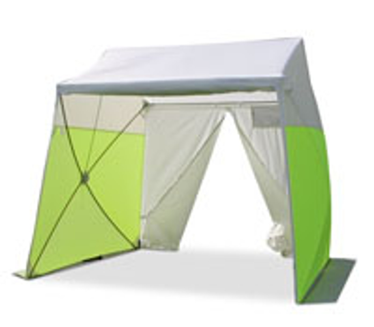 POP N WORK (FOF) GS-8623   TWO DOOR 8' X 6'  GROUND TENT WITH FULL-WIDTH ZIPPERED ROLLUP DOOR IN FRO