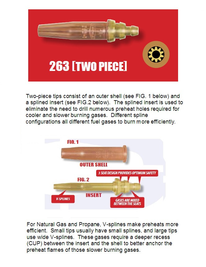 UNIWELD 263-1 / UPC 35277 2 Piece Fuel/Gas Cutting Tip #1 MINIMUM ORDER 25 NEW