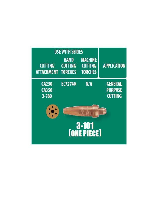 UNIWELD 3-101-4 / UPC 34031 1 Piece Acetylene Cutting Tip #4 MINIMUM ORDER 25 NEW