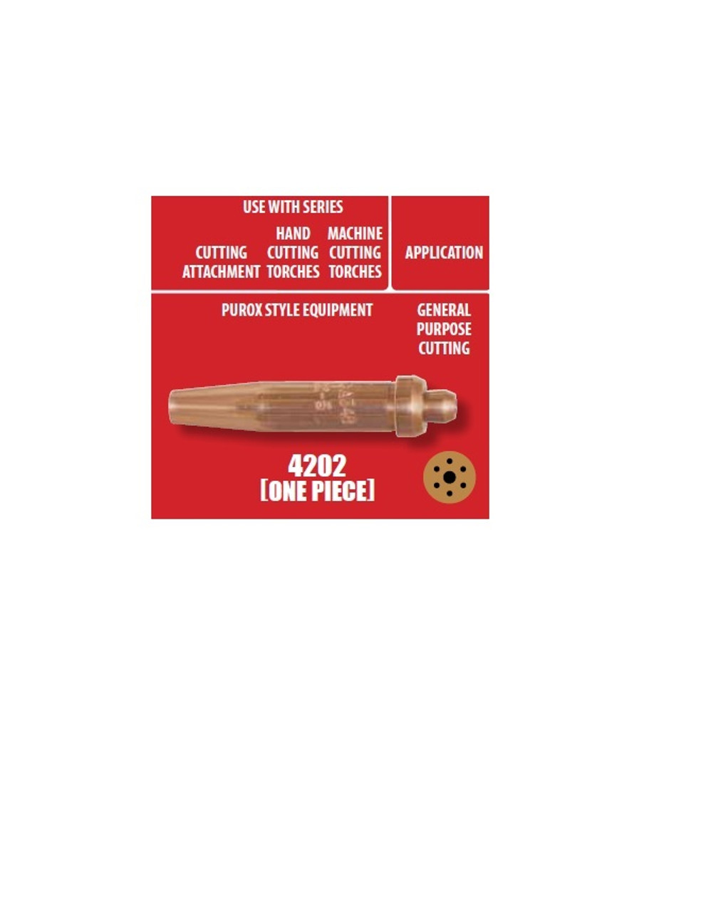 UNIWELD 4202-3 / UPC 38100 1 Piece Purox Style Acetylene Cutting Tip #3 MINIMUM ORDER 25 NEW