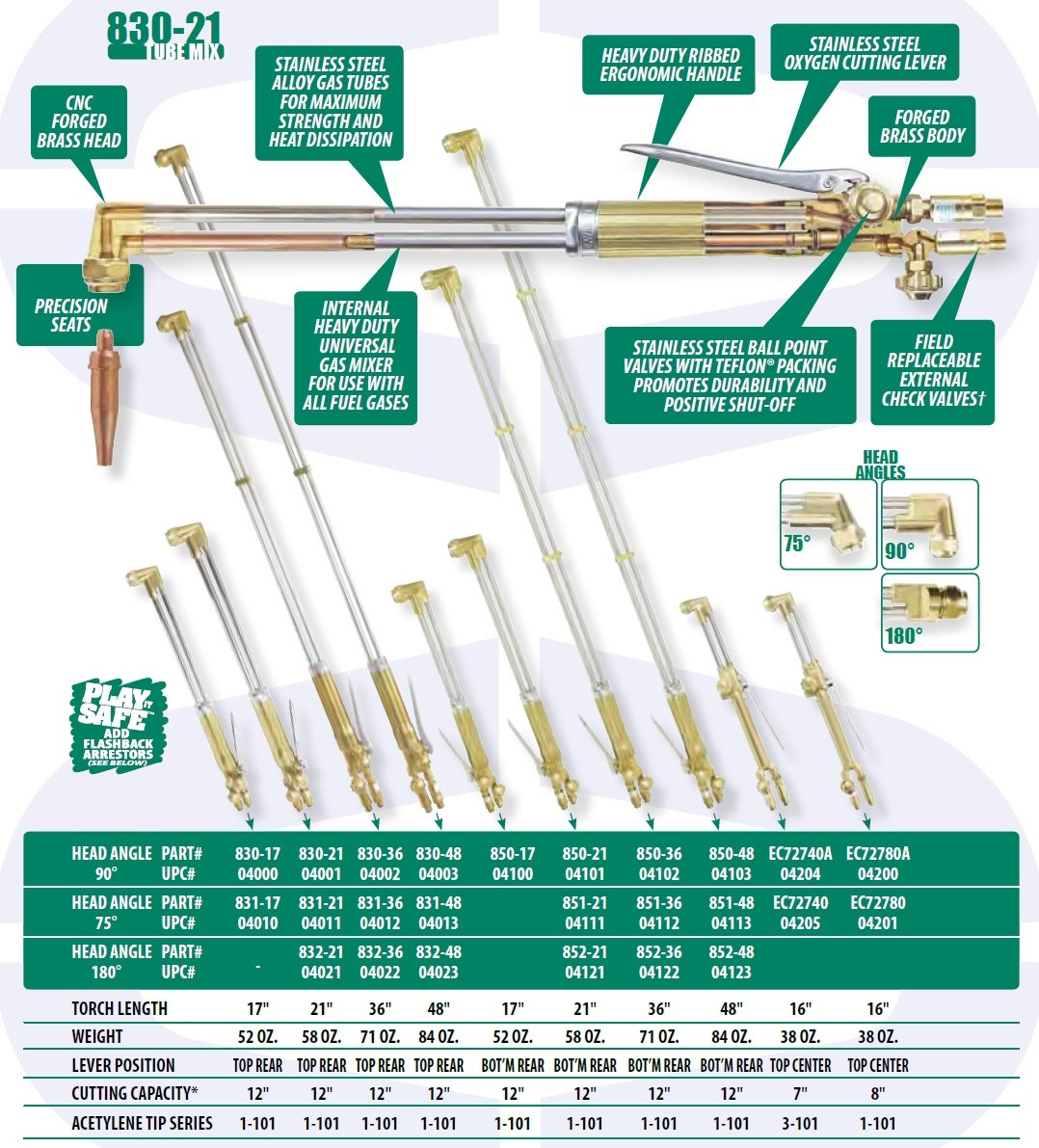 UNIWELD 831-17 / UPC 04010 Hand Cutting Torch 75° 17" Top Rear Lever Fuel/Gas MINIMUM ORDER 10 NEW