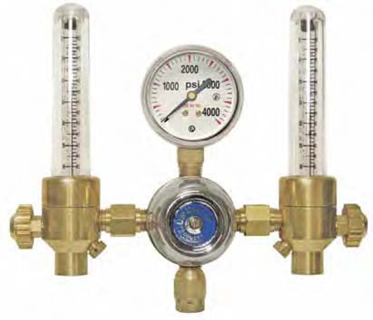 UNIWELD DEF14 / UPC 12550 Two Gas Calibration Dual Flowmeter Regulator Argon 10-70 Helium 25-205 CGA