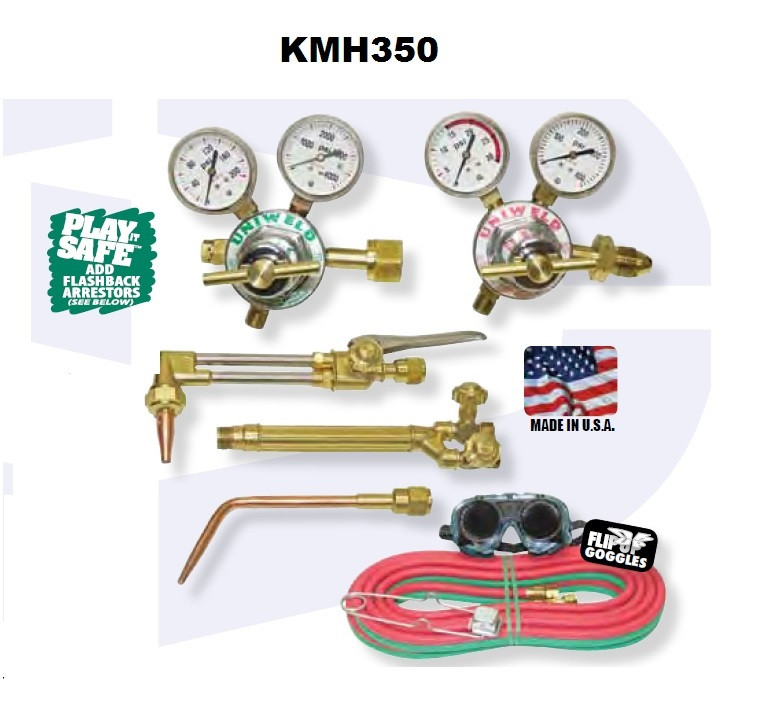 UNIWELD KMH350FB / UPC 82193 All American II Med Duty Cutting and Welding Outfit w/FB Arrestors CGA5