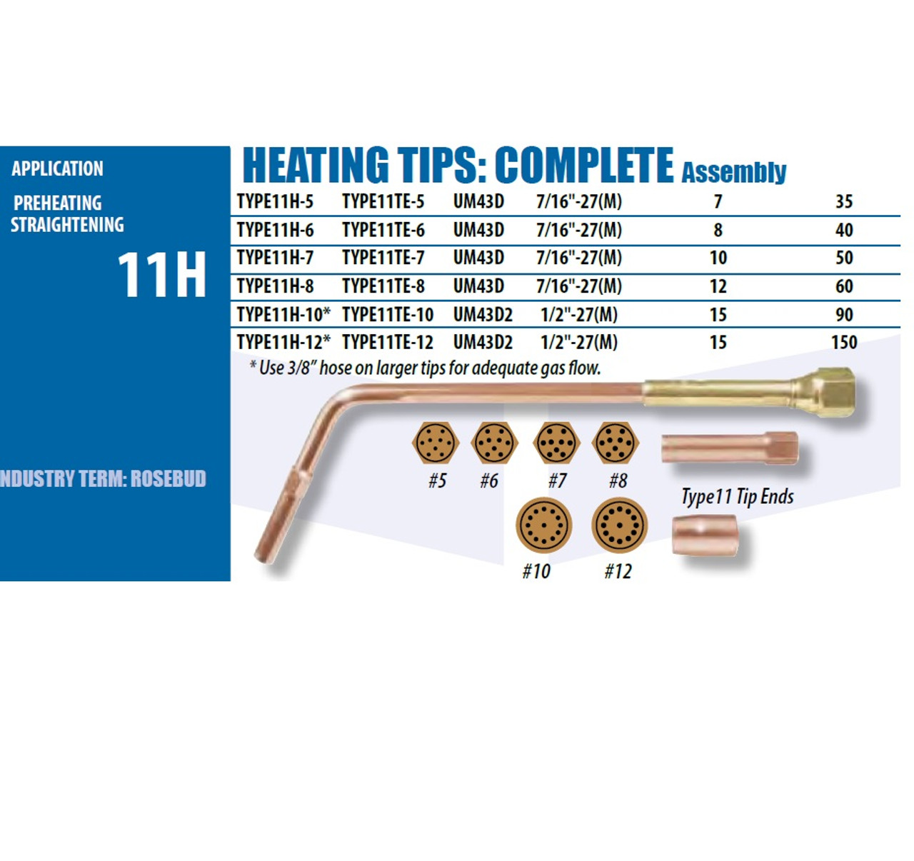 UNIWELD TYPE11H-10 / UPC 31054 Oxyacetylene Complete Heating Tip #10  MINIMUM ORDER 1 NEW