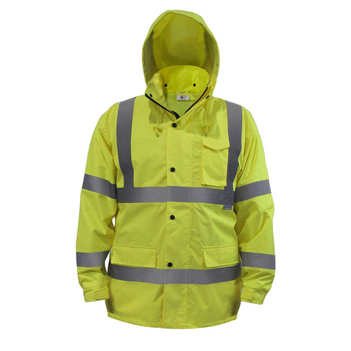 FRANK WINNE 68162 Jacket Rain Class 3 Lime w/ Reflective Strips 210 Denier Nylon/Oxford  Large PER E