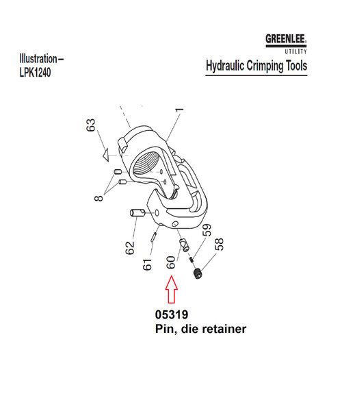 GREENLEE 05319 PIN RELEASE-DIE 50053191/783310053194 NEW