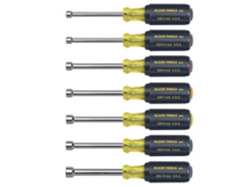 KLEIN 65160 Nut Driver Set, Metric Nut Drivers, 3-Inch Shafts, 7-Piece 0-9264465160-1 NEW