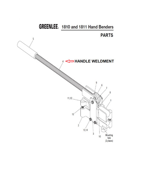 GREENLEE 04322 HANDLE WELDMENT AND GRIP (1810/1811) 50043226/783310043225 NEW