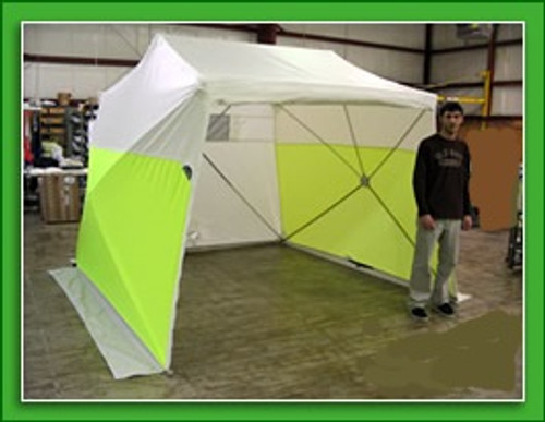 POP N WORK (FOF)  FX-10810    10' X 8'  GROUND FX TENT with a FULL WIDTH VELCRO-CLOSURE ROLLUP DOOR