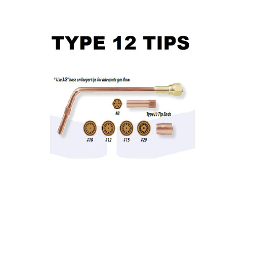 UNIWELD TYPE12-12  / UPC 31105 Oxyacetylene/MAP//Pro/Propane/Natural Gas Complete Heating Tip #12