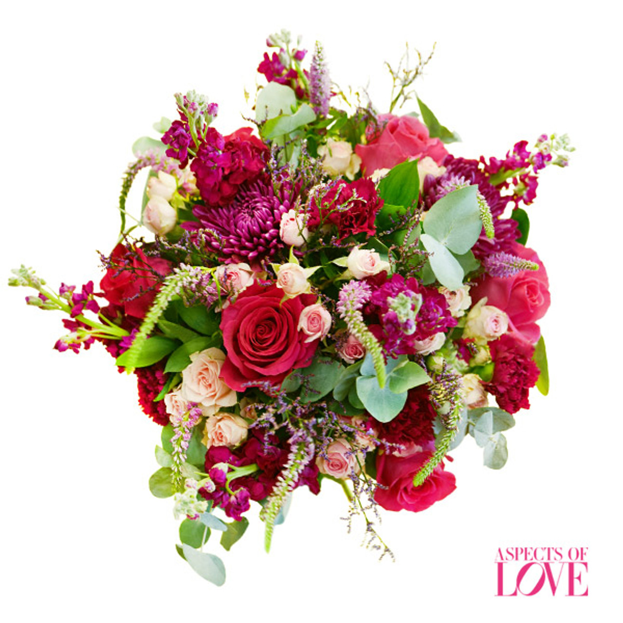 Aspects of Love The Musical Themed Pink Roses and Captivating Purple Bouquet 2 aol2 42763.1687363408