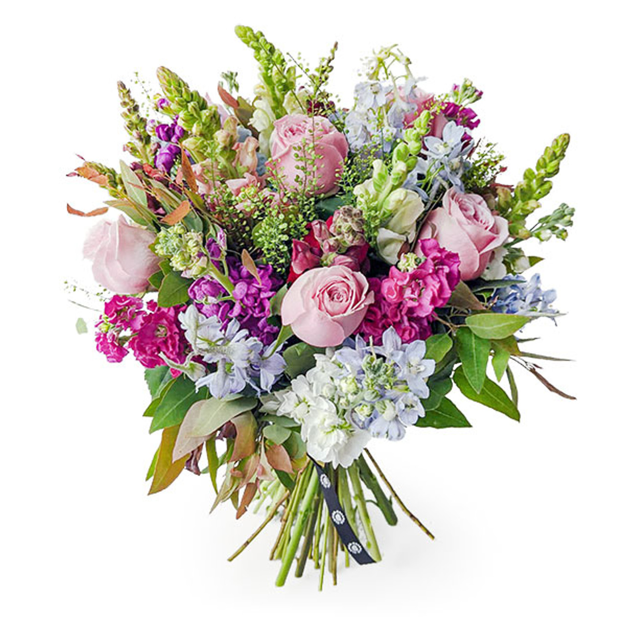 scented stocks, roses, snapdragons, delphiniums
