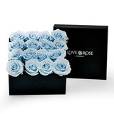 16 Infinity Blue Roses in a Black Box