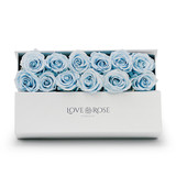 Infinity Blue Roses in a White Box