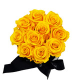 Infinity Yellow Roses in a White Hat Box