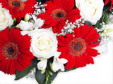 Red and White Funeral Posy