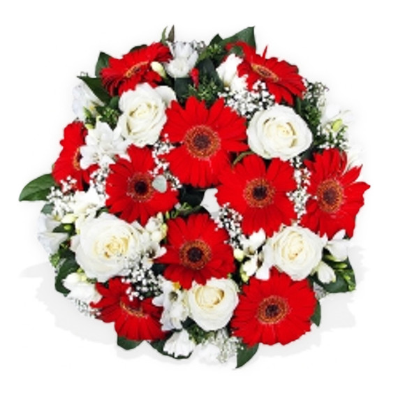 Red and White Funeral Posy