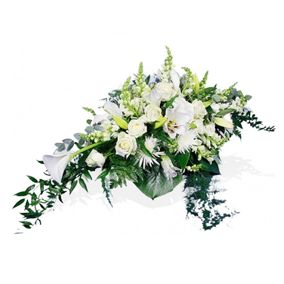 Small White Casket Arrangement