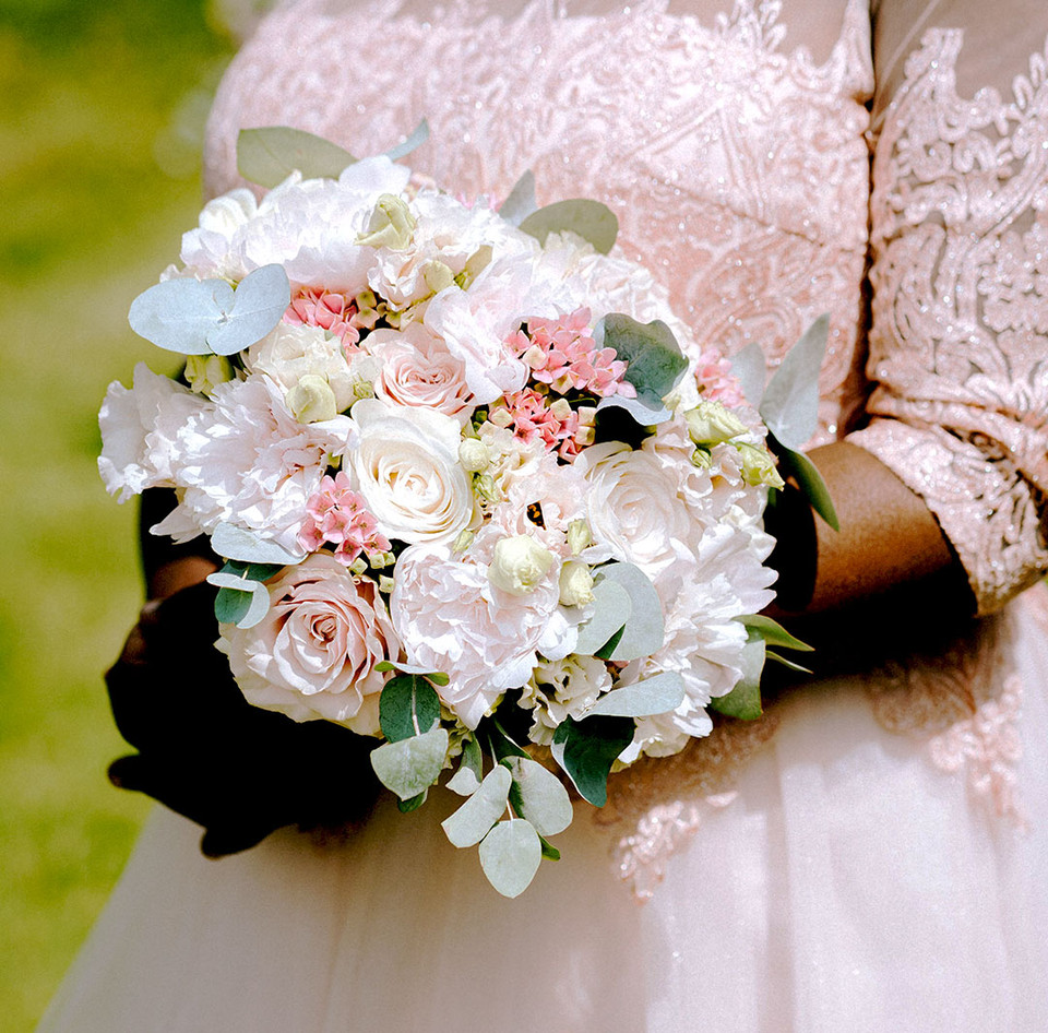 Pink and White Bridal Bouquet, Dried Flowers Bouquet, Dried