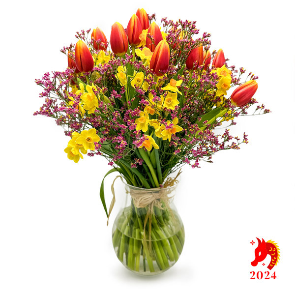 Firecracker Tulip and Narcissus Bouquet Chinese New Year Flower