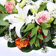 Funeral Wreath with Lilies and Roses