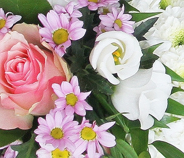 pink and whit funeral posy