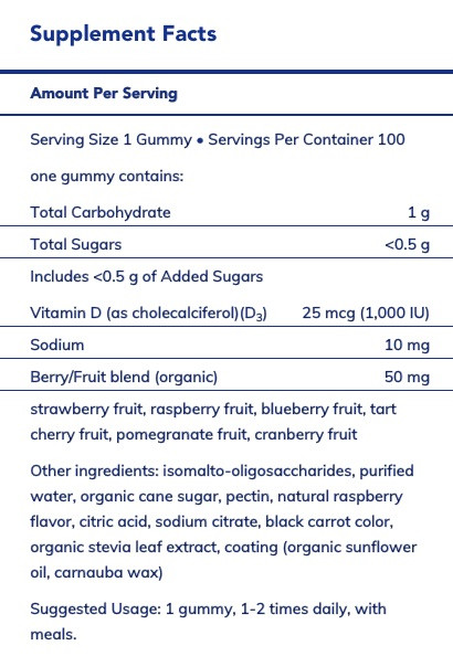 Pure Encapsulations Vitamin D Gummy 100 Gummies
