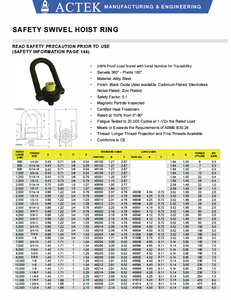 Actek Safety Swivel Hoist Ring Brochure