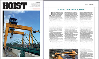 Hoist Magazine article about Portland Team 's solution to faulty steel processing crane design