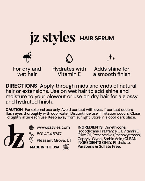 Rosé Hair Shine Serum | JZ Styles Hair Care Product