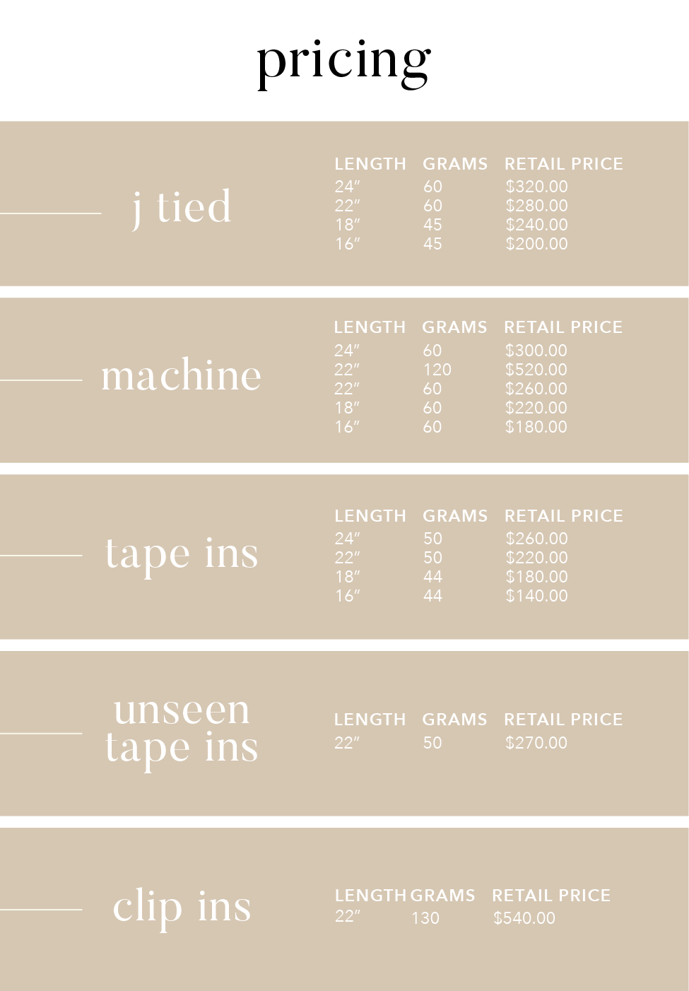 Shop HAIR GUIDES Hair Purchase Guide JZ Styles