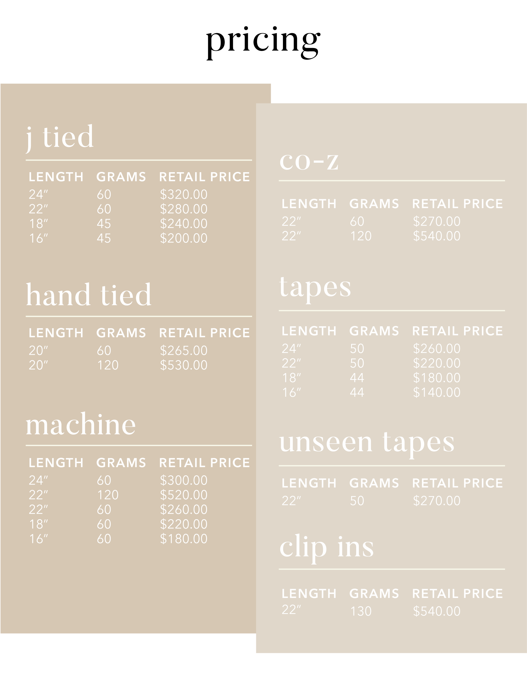 Shop - HAIR - Hair Guide - JZ Styles