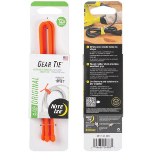Gear Tie 12" Bright Ornge 2 Pk
