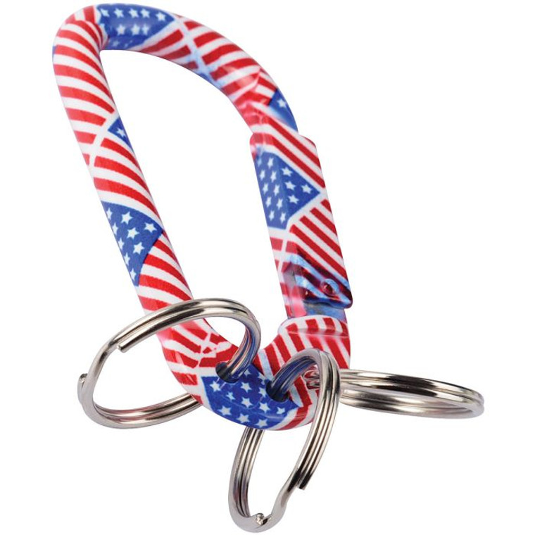 Us Flag Carabiner W/3 Keyrings