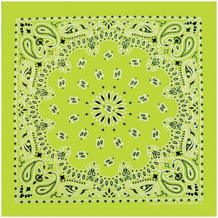 Neon Paisley Bandana Green