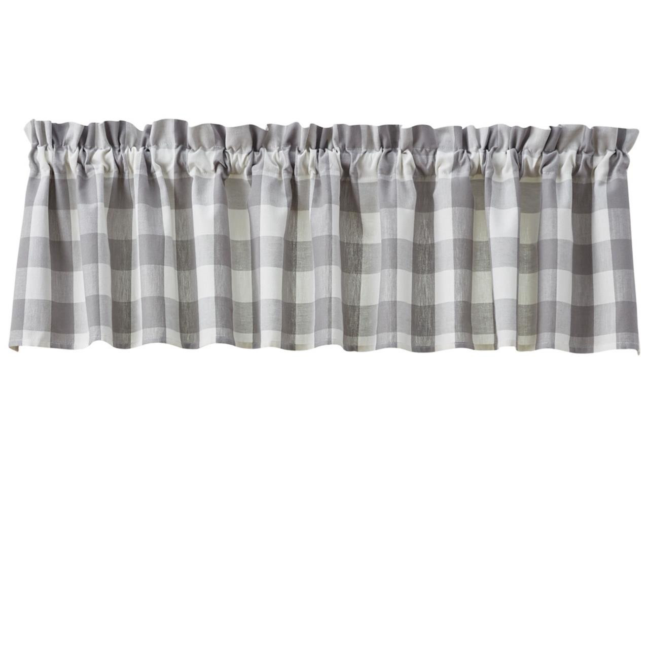 Wicklow Check Dove Valance - 72x14 - Country Village Shoppe