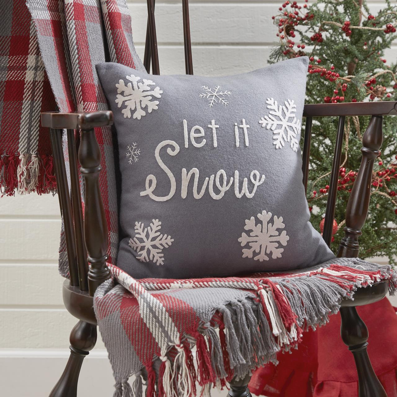 Country Christmas Décor  Let It Snow Pillow Cover 12 x 20