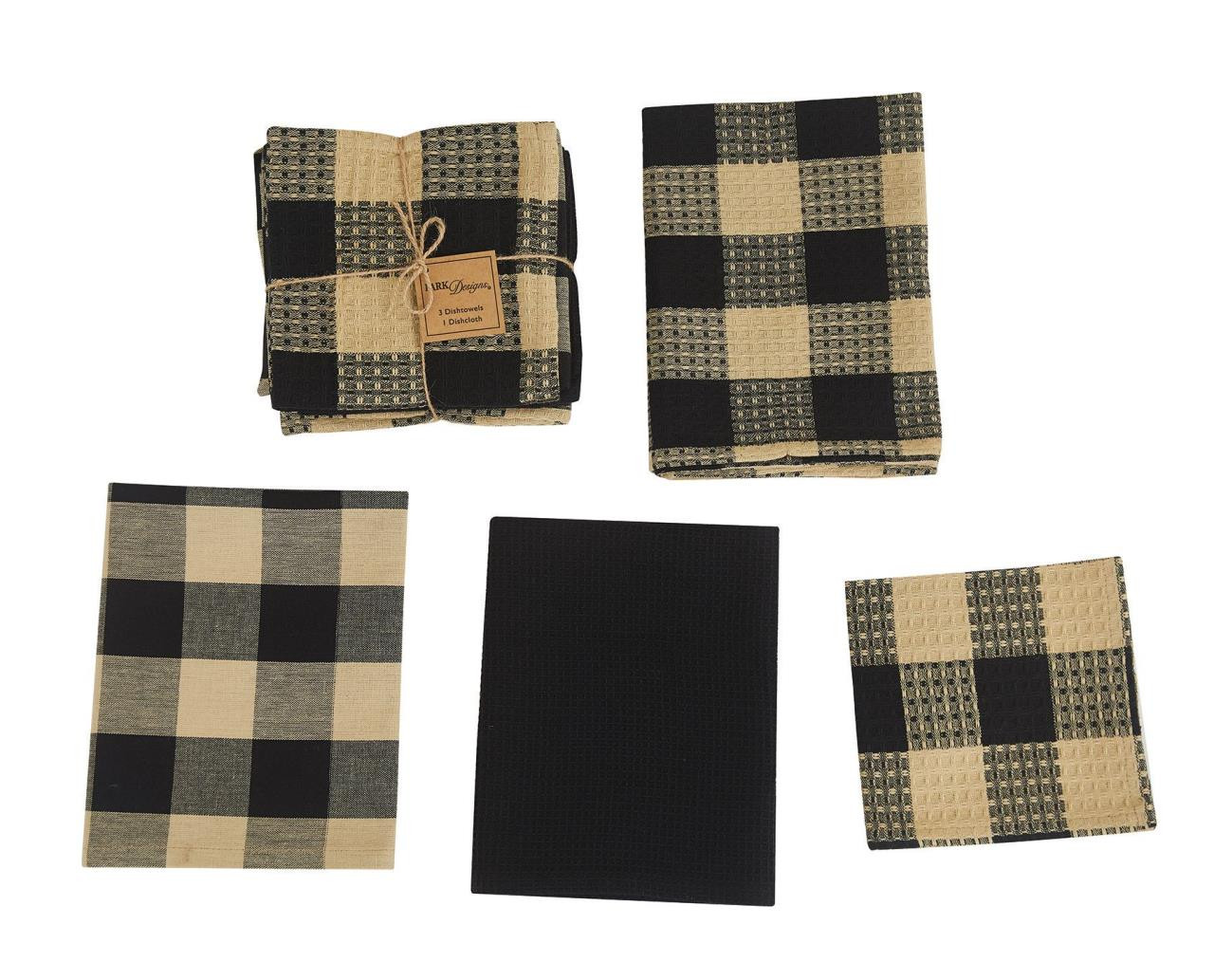 Wicklow Check Black Dishtowel Set - Country Village Shoppe